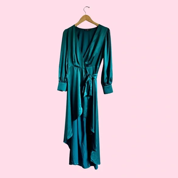 shein green satin dress Shein Elegant Dress – WISI-Oi main image 0